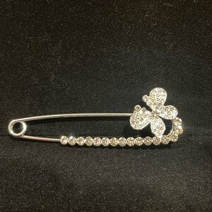 Silver Butterfly Brooch with Rhinestone